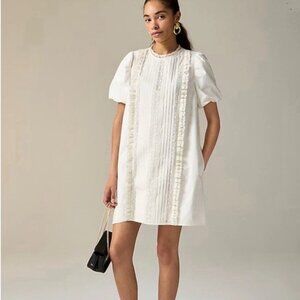 J. Crew NEW Lace pintuck shirt ruffle Dress New 2X ivory preppy Feminine Fairy